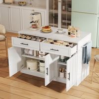 isla de cocina de 120 x 60 x 91 cm con barra enchufes y almacenamiento