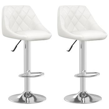Taburetes De Cocina 2 Unidades Cuero Sintético Blanco Vidaxl