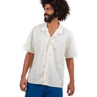 brava fabrics camisa manga corta beach please aloha shirt - ecru para hombre