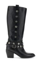 botas de piel con botones decorativos black