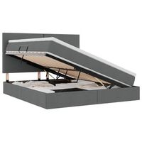 cama con almacenamiento y colchon gris oscuro 180 x 200 cm tela vidaxl