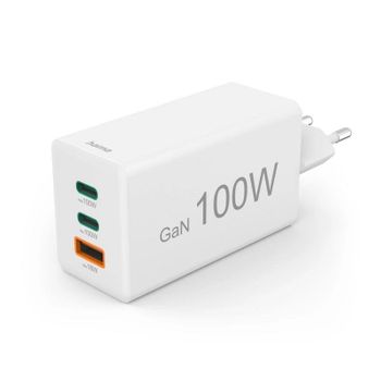 Cargador Hama 00125140 GaN 100 W 2x USB-C + 1x USB-A Carga rápida Blanco
