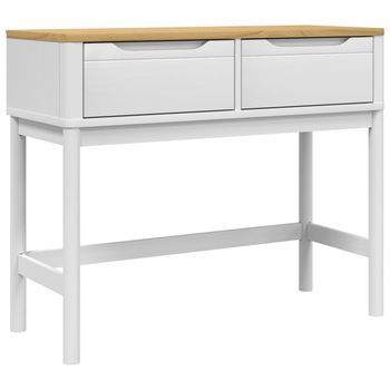 Mesa Consola | Mesa De Entrada | Mesa Auxiliar Floro Madera Maciza De Pino Blanco 89,5x36,5x73 Cm