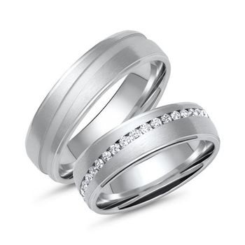 Alianzas de oro blanco o platino con 39 diamantes