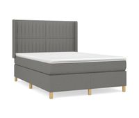 cama box spring con colchon tela gris oscuro 140x200 cm rayas verticales