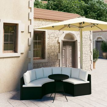 Conjunto De Sofás De Jardín 5 Uds | Mueble Jardin Mesa Y Sillas Y Cojines Ratán Sintético Negro Cfw843622