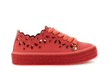 zapatillas con cordones en tejido perforado coral