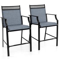 costway juego de 2 taburetes de bar de patio con reposapies sillas de comedor altura de mostrador metalica para jardin piscina balcon cocina
