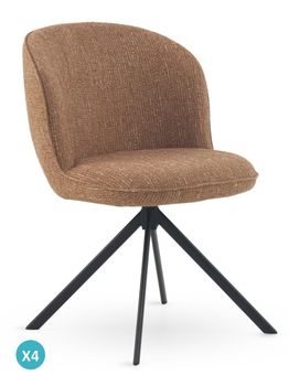 Pack 4 sillas tapizadas tweed terracota moteado