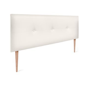 Cabecero De Polipiel Con Botones 135x105cm Con Patas Camas 120/135 - Blanco Hueso