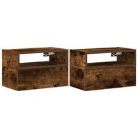 mesitas de noche de pared 2uds color roble ahumado 45x26x285cm vidaxl