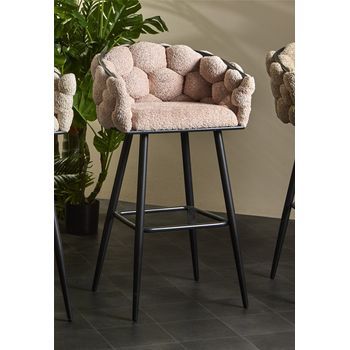 Taburete Bar Laysan Rizo Suave Rosa Palido 57x48x99 Cms