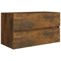 mueble de almacenaje  mueble lavabo madera contrachapada roble ahumado 80x385x45cm