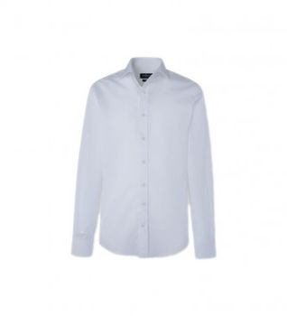 Hackett London para hombre. HM308677 Camisa Stretch Pop Bc blanco (157), Casual, Algodón