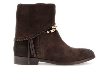 botines de ante con cordones y tira en el tobillo dark brown
