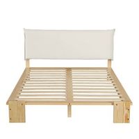 cama individual 140x200 cm - cabecero acolchado somier estable patas anchas - natural