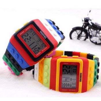 Relojes digitales LED Unisex coloridos bloques de reloj constructor empalme reloj de pulsera deportivo para niños regalos de Navidad Año Nuevo