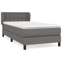 cama para adulto  cama individual  cama box spring con colchon cuero sintetico gris 90x190 cm