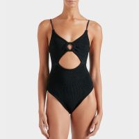 hunza g crystal hoop detail stretch-seersucker swimsuit