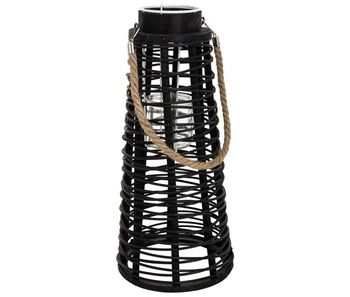 Farol portavelas de ratán negro d20x44