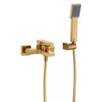 mezclador banera-ducha oro cepillado laton cuerpo y tubo metalico 180 cm