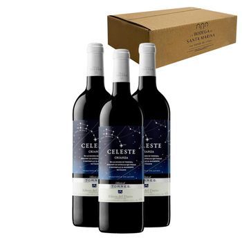 Celeste Crianza, Vino Tinto, España, Pack 3 Botellas 75 Cl, 14% Vol.