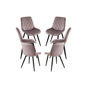 Pack 6 Sillas Min Terciopelo De Terciopelo 87*45*40 Cm - Gris