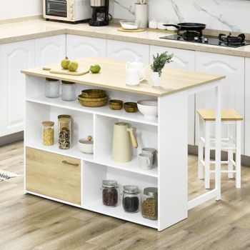 Mesa Bar Blanca Con Ala Plegable 116x79,5x91 Cm Homcom