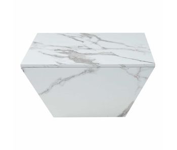 Mesa de centro moderna - con 2 cajones - chapa de mármol - blanco