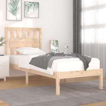 Cama Individual | Cama Para Adultos | Estructura De Cama Madera Maciza De Pino 90x190 Cm Cfw970921