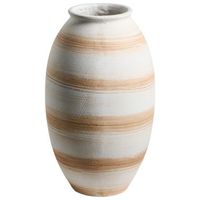 jarron para flores para exterior e interior de mezcla de arcilla y fibras forma redonda blanco crema zervata