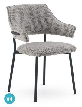 Pack 4 sillones tapizados chenilla jaspeado gris claro