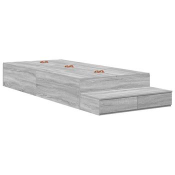 Cama Con Almacenamiento Gris Sonoma 80 Cm Madera Contrachapada