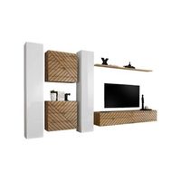 juego de muebles de diseno para salon switch vi robleblanco acabado roble efecto fresado y blanco brillante