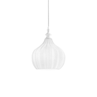 cleofe - lampara colgante de cristal transparente y blanco - casquillo 1xe27 estilo vintage ip20 1xe27 max 1x60w d23cm bombillas excluidas