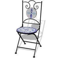 sillas de jardin bistro plegables 2 uds  silla de exterior  sillon ceramica azul y blanco