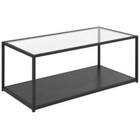 mesa de centro tablero de cristal marco de metal negro 100 x 54 cm sala de estar minimalista moderna rectangular medora