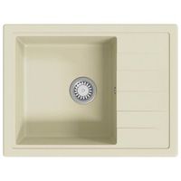 fregadero de cocina con rebosadero ovalado granito beige vidaxl