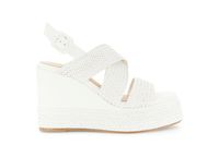 sandalias de cuna con tacon cruzado en efecto piel sintetica trenzada white