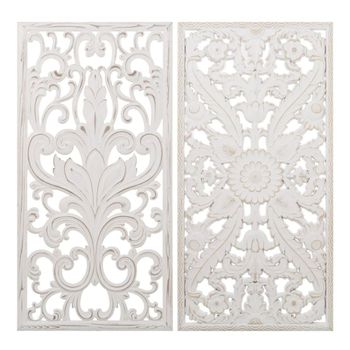 Set de 2 placas de madera blanco envejecido 80x40 cm