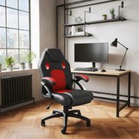 silla gaming de escritorio giratoria con respaldo ajustable rojo