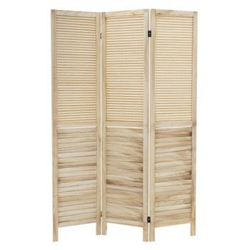 Biombo Divisorio De 3 Paneles Modelo Osaka De Madera Natural 170x121cm