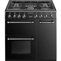smeg bm93bl 90 cm dual fuel range cooker - black  stainless steel stainless steel