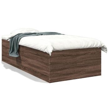 Cama Individual | Cama Para Adultos | Estructura De Cama Madera De Ingeniería Marrón Roble 90x190 Cm