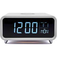 groov-e athena alarm clock with wireless charger - white white