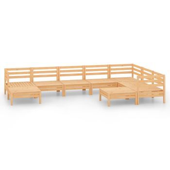 Juego De Muebles De Jardín 9 Piezas Madera Maciza De Pino