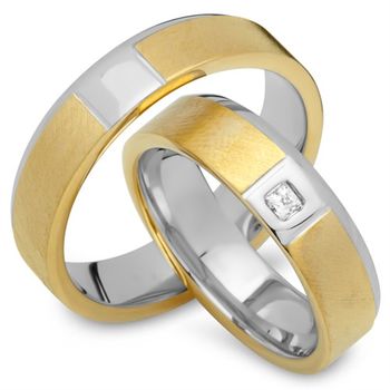 Alianzas 18 quilates oro blanco amarillo con diamante