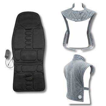 Pack Teletrabajo Chal Calor Asiento Masaje - Bodylife Workrelax Pro Blanco