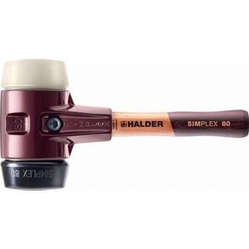Halder Simplex Maza Relleno De Caucho / Nylon Con Carcasa De Hierro Maleable Y Mango De Madera - D=80 Mm - Mango Extra Corto - 3028.082