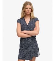 superdry para mujer w8011832b vestido athletic essential wrap marino xxs casual algodon manga corta